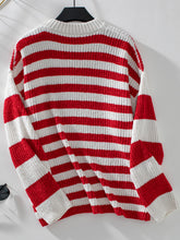 Load image into Gallery viewer, Striped Round Neck Long Sleeve Sweater