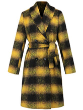 Load image into Gallery viewer, Plaid Tie Waist Long Sleeve Coat