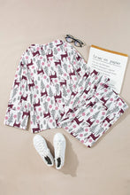 Load image into Gallery viewer, Printed Long Sleeve Top and Drawstring Pants Lounge Set