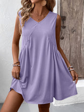 Load image into Gallery viewer, Ivy Lane Ruched V-Neck Sleeveless Mini Dress