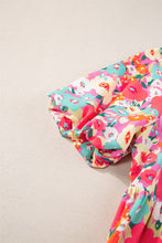 Load image into Gallery viewer, Peplum Floral V-Neck Short Sleeve Blouse