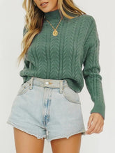 Load image into Gallery viewer, Cable Knit Turtleneck Long Sleeve Sweater