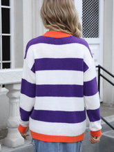 Load image into Gallery viewer, Contrast Striped Round Neck Sweater