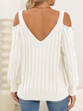 Load image into Gallery viewer, Cable-Knit Cold Shoulder Sweater