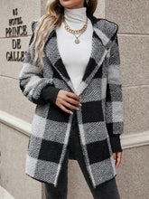 Load image into Gallery viewer, Plaid Long Sleeve Hooded Coat