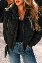 Load image into Gallery viewer, Checkered Turtleneck Zip Up Long Sleeve Winter Coat