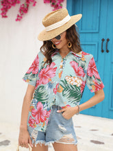 Load image into Gallery viewer, Printed Collared Neck Short Sleeve Shirt
