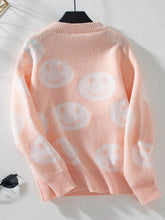 Load image into Gallery viewer, Smile Pattern Round Neck Long Sleeve Sweater