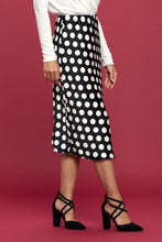 Load image into Gallery viewer, RENEE C Polka Dot Satin Midi Skirt