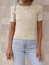 Load image into Gallery viewer, Round Neck Short Sleeve Knit Top
