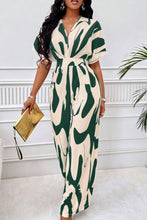 Load image into Gallery viewer, Printed V-Neck Short Sleeve Wide Leg Jumpsuit