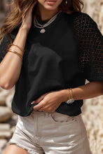Load image into Gallery viewer, Eyelet Round Neck Half Sleeve Blouse