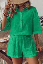 Load image into Gallery viewer, Collared Neck Half Sleeve Top and Shorts Set