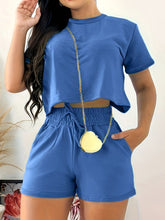 Load image into Gallery viewer, Full Size Round Neck Short Sleeve Top and Shorts Set