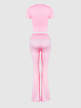 Load image into Gallery viewer, Round Neck Short Sleeve Top and Pants Set