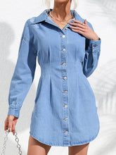 Load image into Gallery viewer, Distressed Button Up Long Sleeve Denim Dress