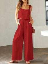 Load image into Gallery viewer, Square Neck Top and Wide Leg Pants Set