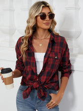 Load image into Gallery viewer, Plaid Collared Neck Long Sleeve Shirt