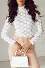 Load image into Gallery viewer, Lace Mock Neck Long Sleeve Top