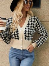 Load image into Gallery viewer, Houndstooth Button Up Long Sleeve Cardigan