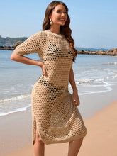 Load image into Gallery viewer, Slit Openwork Round Neck Cover-Up