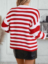 Load image into Gallery viewer, Striped Round Neck Long Sleeve Sweater