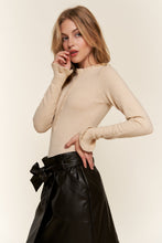 Load image into Gallery viewer, And The Why Half Button Round Neck Long Sleeve Bodysuit