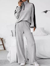 Load image into Gallery viewer, Plus Size Half Zip Long Sleeve Top and Pants Set