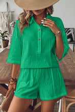 Load image into Gallery viewer, Collared Neck Half Sleeve Top and Shorts Set