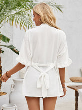 Load image into Gallery viewer, Tied Swiss Dot Flounce Sleeve Top