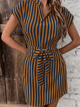 Load image into Gallery viewer, Tied Striped Cap Sleeve Mini Dress