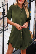 Load image into Gallery viewer, Ruffled Button Up Short Sleeve Dress