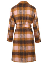 Load image into Gallery viewer, Tied Plaid Collared Neck Coat