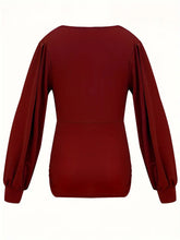 Load image into Gallery viewer, Ruched V-Neck Long Sleeve T-Shirt