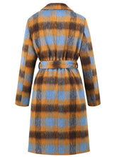 Load image into Gallery viewer, Tied Plaid Collared Neck Coat
