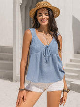 Load image into Gallery viewer, Textured Tied V-Neck Tank