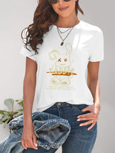Load image into Gallery viewer, Rabbit Graphic Round Neck Short Sleeve T-Shirt