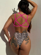 Load image into Gallery viewer, Leopard Plunge Spaghetti Strap One-Piece Swimwear