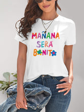 Load image into Gallery viewer, Letter Graphic Round Neck Short Sleeve T-Shirt