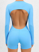 Load image into Gallery viewer, Cutout Round Neck Long Sleeve Active Romper