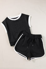 Load image into Gallery viewer, Contrast Trim Round Neck Top and Shorts Set