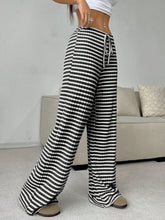 Load image into Gallery viewer, Tied Striped Wide Leg Pants