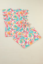 Load image into Gallery viewer, Printed Notched Cap Sleeve Top and Pants Set