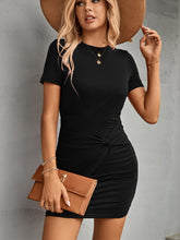 Load image into Gallery viewer, Twisted Round Neck Short Sleeve Dress