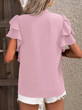 Load image into Gallery viewer, Ruffled Notched Short Sleeve Blouse