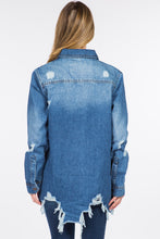 Load image into Gallery viewer, American Bazi Distressed Frayed Hem Denim Jacket