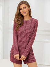 Load image into Gallery viewer, Ribbed Round Neck Top and Shorts Set