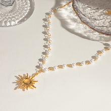 Load image into Gallery viewer, 18K Gold-Plated Pearl Sun Necklace