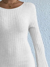 Load image into Gallery viewer, Backless Round Neck Long Sleeve Sweater Dress