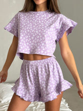 Load image into Gallery viewer, Printed Round Neck Top and Shorts Set
